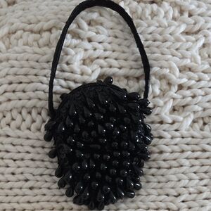 La Regale Black Beaded Clutch